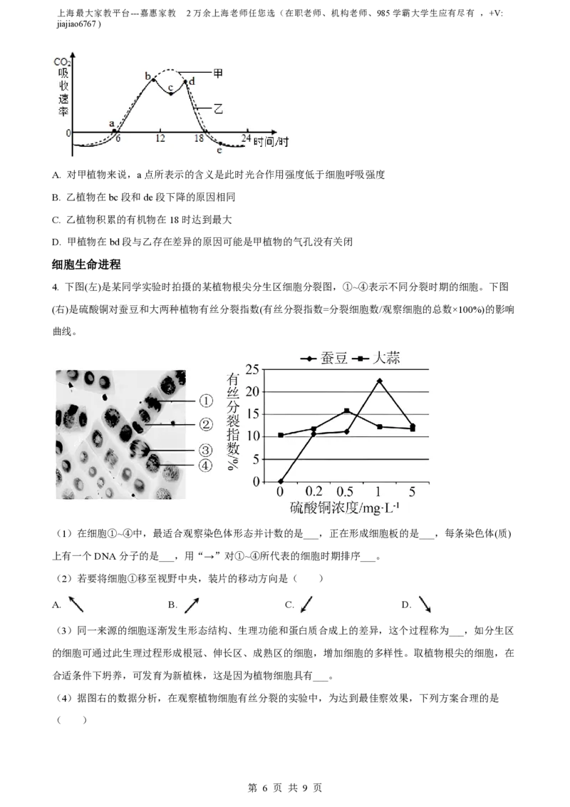精品解析：上海市华东师范大学二附中2022-2023学年高一下学期期中生物试题（原卷版）_0122026上海中考一模二模真题试卷_2026年上海一模_上海1500初中高中试卷_高中_高一_下学期_2：期中