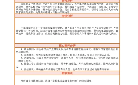 2.2《幸福生活是奋斗出来的&mdash;&mdash;奋斗精神薪火相传》教案设计_26新三年级道法下册（统编版）_版本一_部编版道德与法治3下_2026春新版_第三套wu