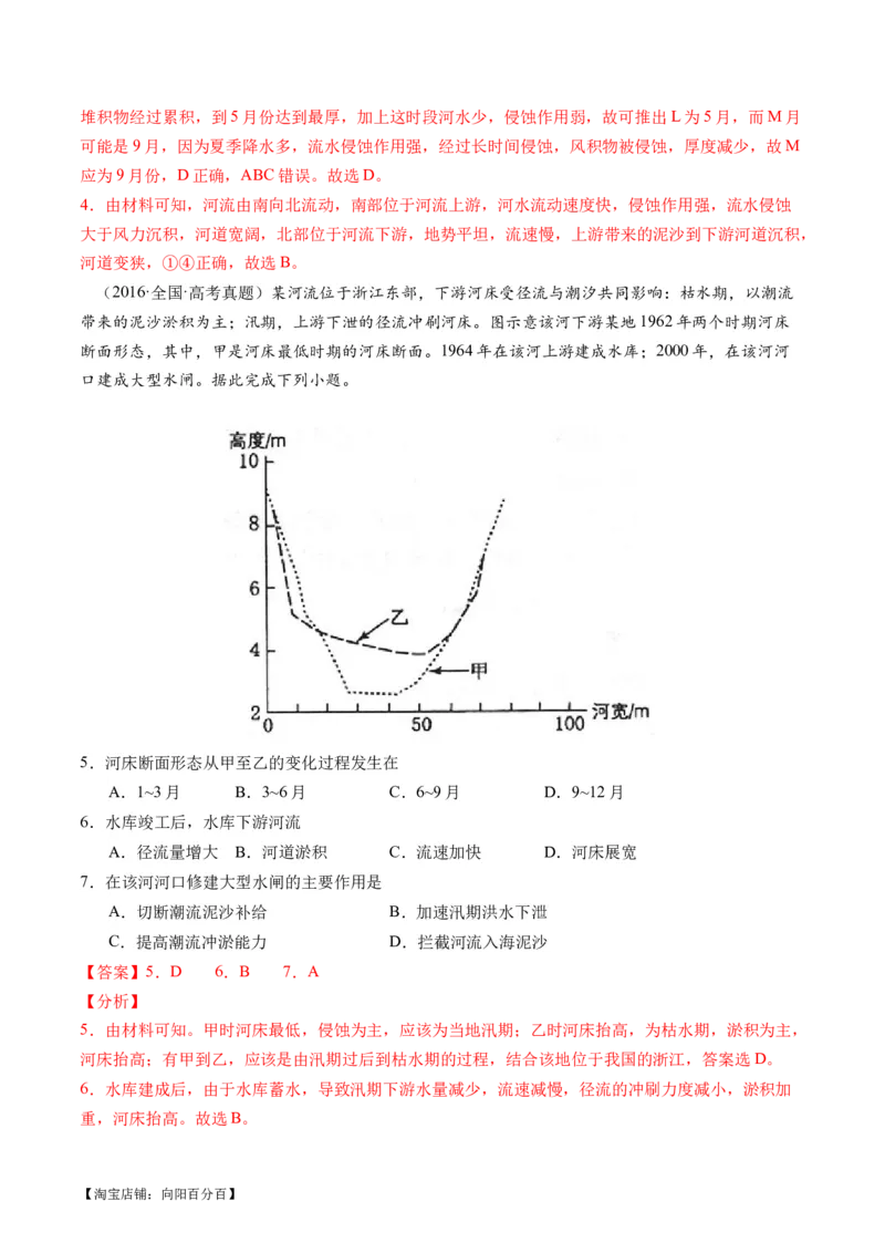 专题05微专题河流冲淤平衡、特殊河流地貌、海岸线的变迁（练习）（解析版）_新高考复习资料_2024年新高考复习资料_二轮复习资料_2024年高考地理二轮复习讲练测（新教材新高考）