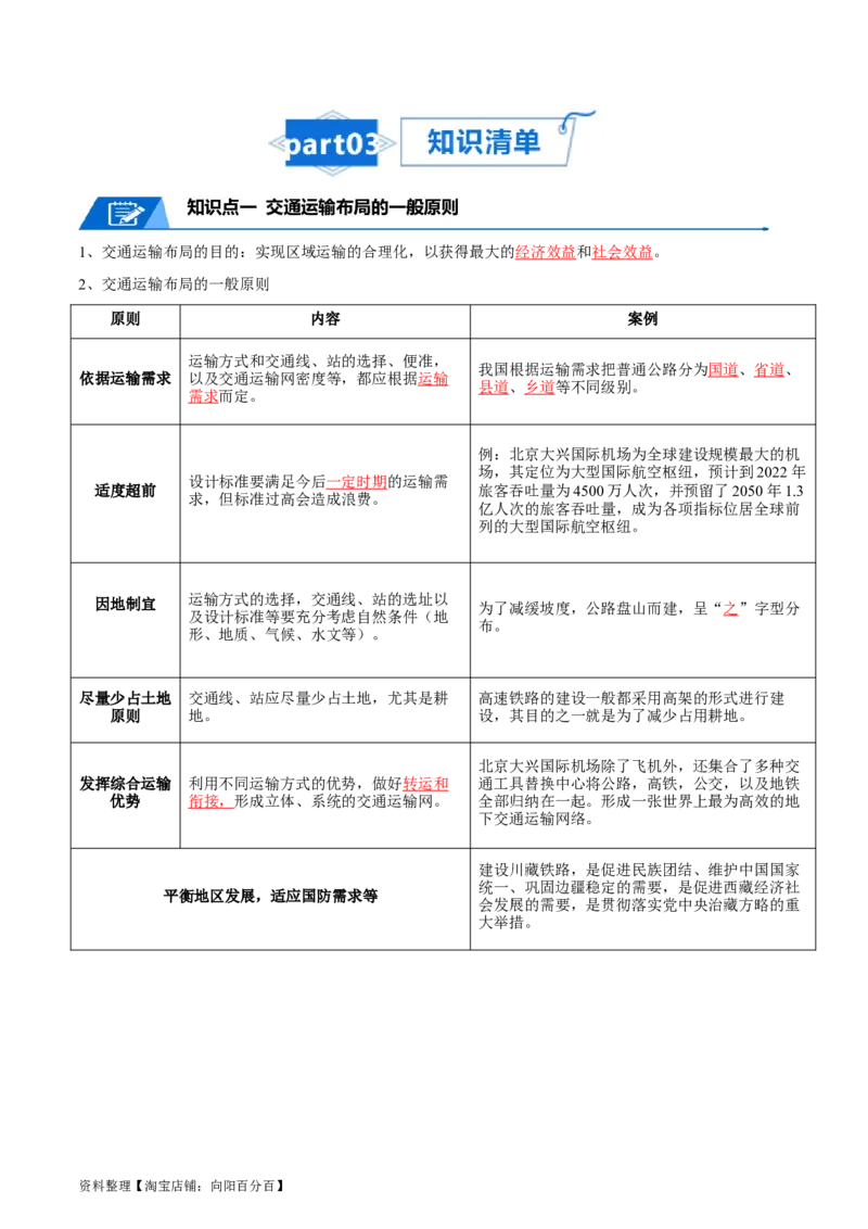 专题15交通-口袋书2024年高考地理一轮复习知识清单_新高考复习资料_2024年新高考复习资料_一轮复习资料_完口袋书2024年高考地理一轮复习知识清单