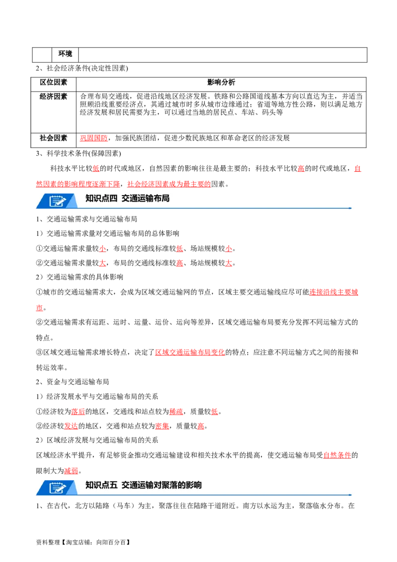 专题15交通-口袋书2024年高考地理一轮复习知识清单_新高考复习资料_2024年新高考复习资料_一轮复习资料_完口袋书2024年高考地理一轮复习知识清单