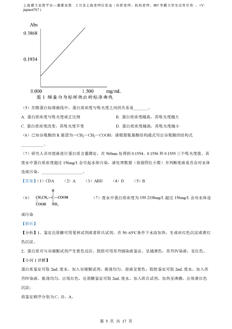 精品解析：上海市延安中学2022-2023学年高一上期末生物试题（解析版）_0122026上海中考一模二模真题试卷_2026年上海一模_上海1500初中高中试卷_高中_高一_上学期_3：期末