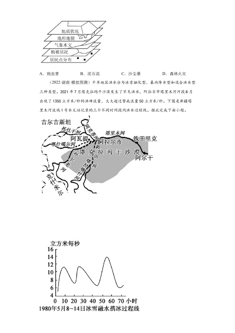 专题06自然灾害(答案版)_新高考复习资料_2022年新高考复习资料_2022年高考地理全二轮复习高频考点热点专项突破训练_专题06自然灾害综合训练（原卷版+解析版）