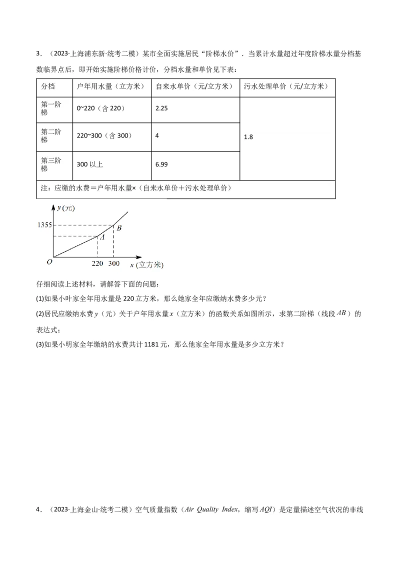 专题08解答题第22题(统计、方程、一次函数、解直角三角形应用)（16区）（原卷版）_0122026上海中考一模二模真题试卷_2025-2012年_2.上海中考数学一模二模（12-24）_二模