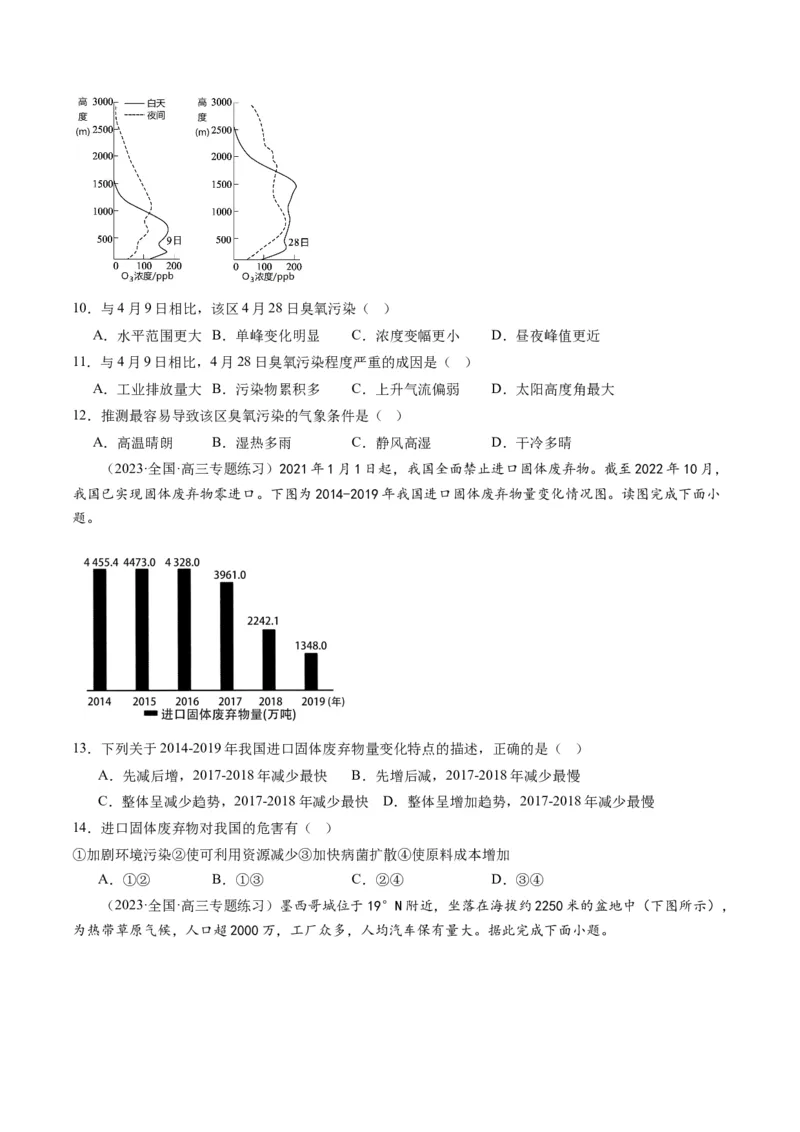 5.1环境问题与可持续发展（练习）（原卷版）_新高考复习资料_2024年新高考复习资料_一轮复习资料_完备战2024年高考地理一轮复习考点帮（新高考专用）_第三部分人文地理