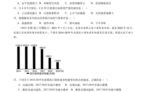 5.1环境问题与可持续发展（练习）（原卷版）_新高考复习资料_2024年新高考复习资料_一轮复习资料_完备战2024年高考地理一轮复习考点帮（新高考专用）_第三部分人文地理