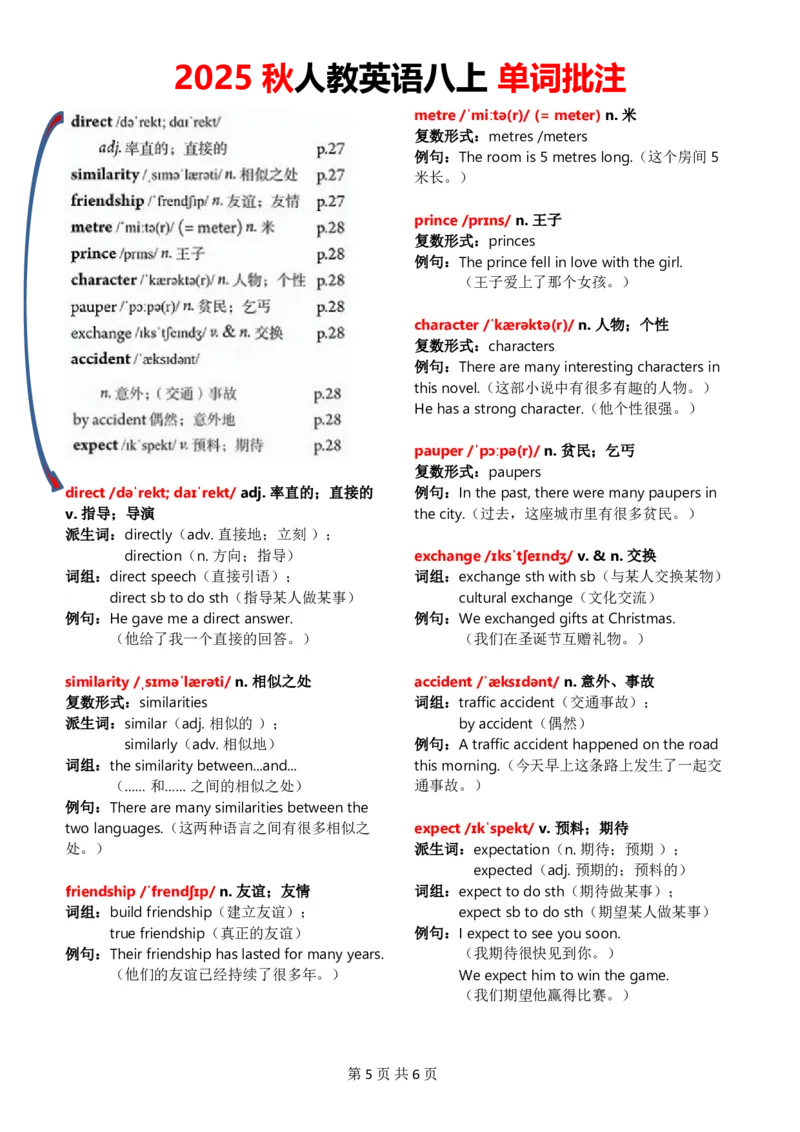 八上Unit3单词批注_加水印_最新人教版英语八年级上册_新版_初中英语8上新更新第三套可选择_07课堂笔记_单词批注