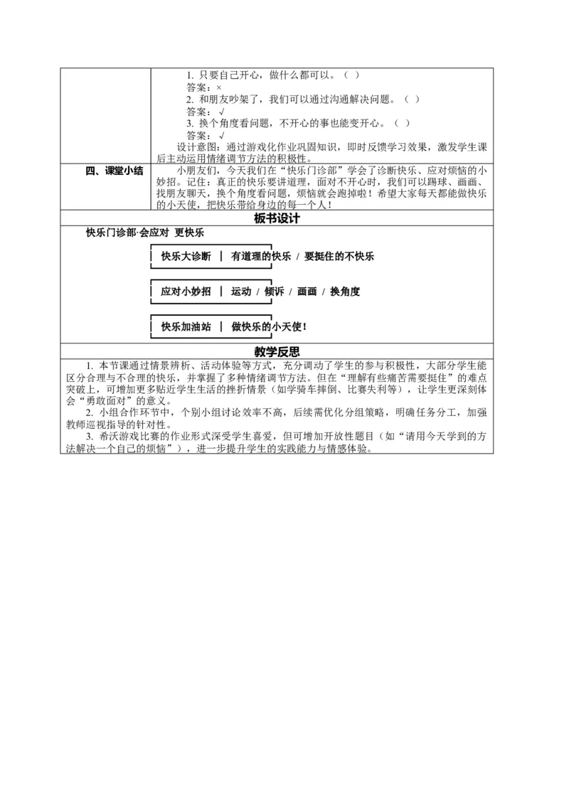 2.2《学做&ldquo;快乐鸟&rdquo;&mdash;&mdash;快乐门诊部会应对更快乐》教案设计(1)_26新二年级道法下册（统编版）_版本一_部编版道德与法治2下_2026春新版_第一套_2.2《学做快乐鸟》