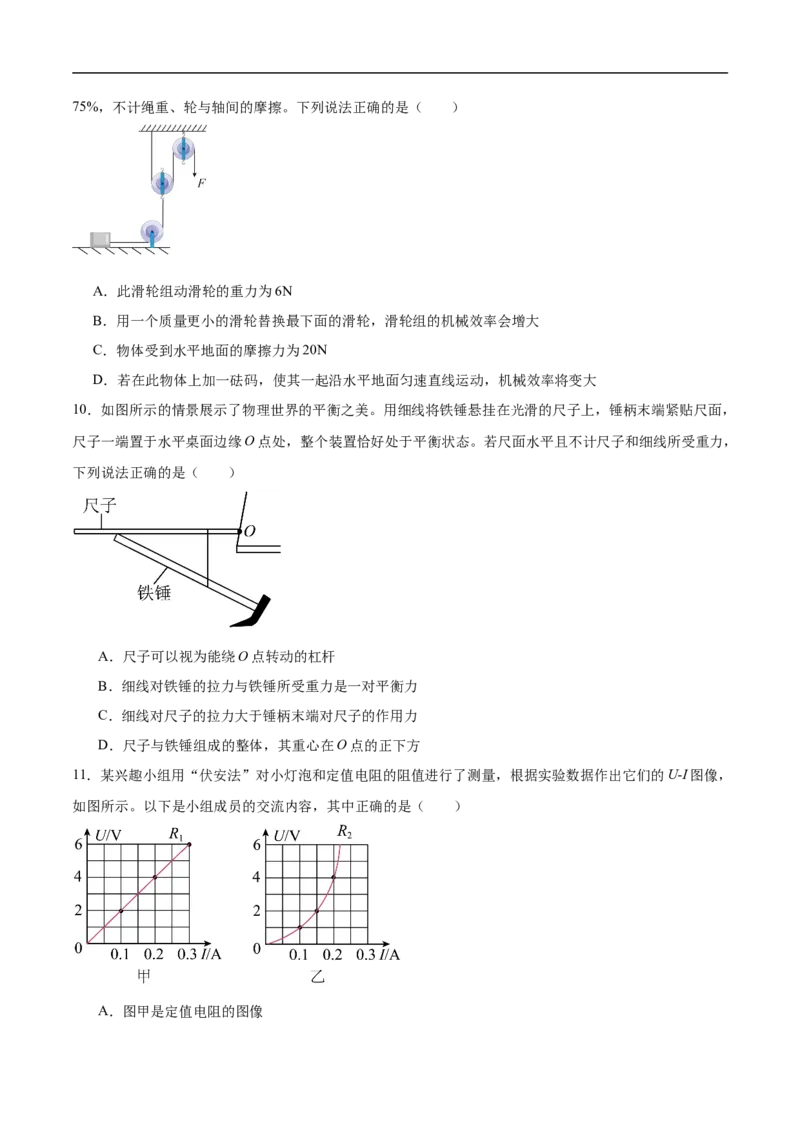 专题02多项选择题（全国通用）原卷版_8、物理总复习_8.中考物理总复习_2024年中考复习资料_二轮复习资料_完2024年中考物理专题练习（全国通用）_热点练