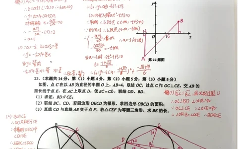 金山二模数学答案（手写参考版）_0122026上海中考一模二模真题试卷_2026上海二模更新中1_杨浦