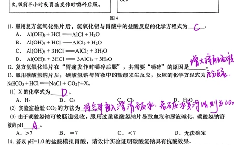 青浦化学手写参考答案_0122026上海中考一模二模真题试卷_2026上海二模更新中1_杨浦