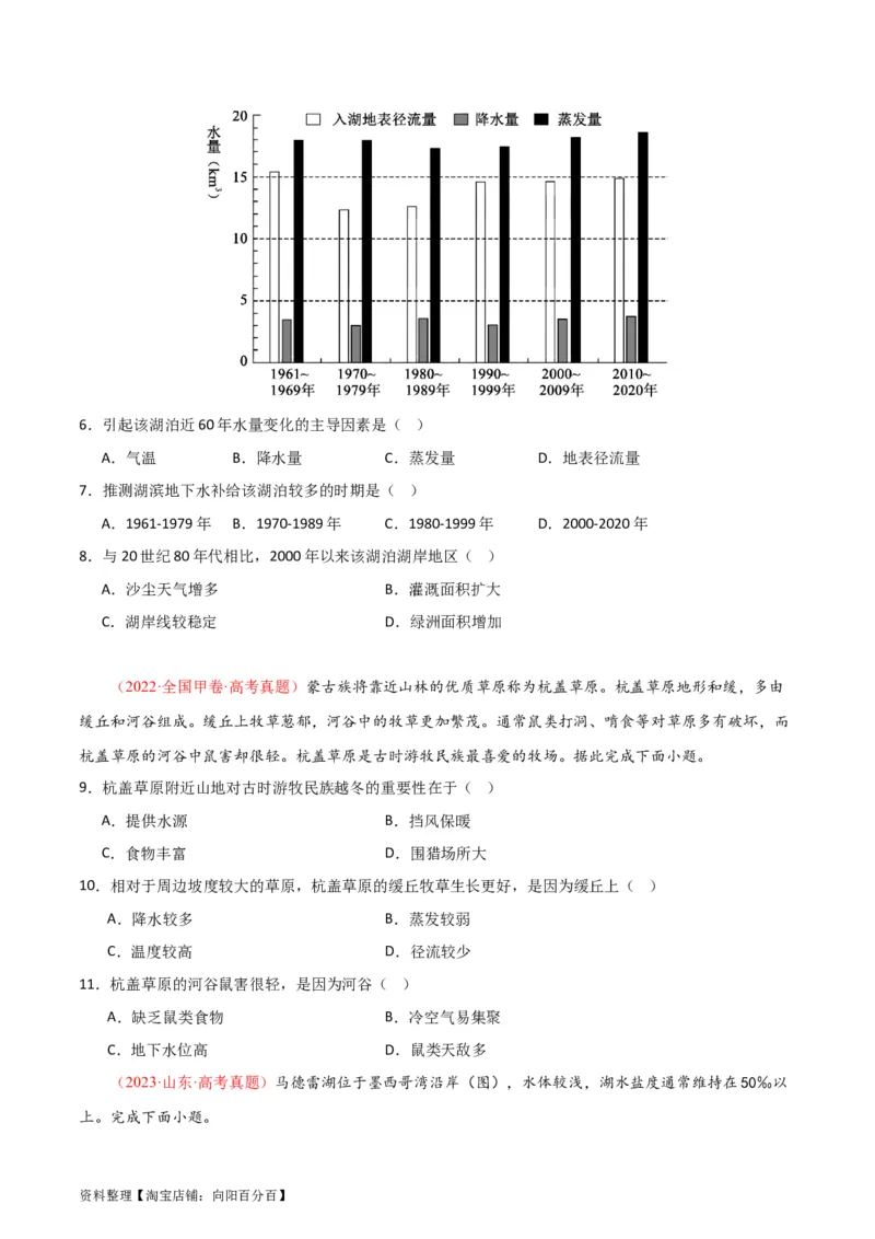 专题07自然界的水循环和水资源的合理利用-口袋书2024年高考地理一轮复习知识清单_新高考复习资料_2024年新高考复习资料_一轮复习资料