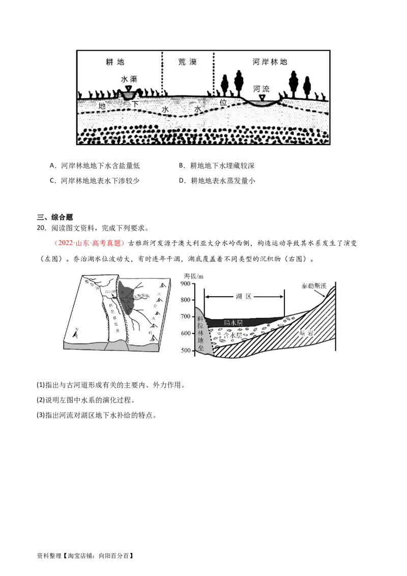 专题07自然界的水循环和水资源的合理利用-口袋书2024年高考地理一轮复习知识清单_新高考复习资料_2024年新高考复习资料_一轮复习资料