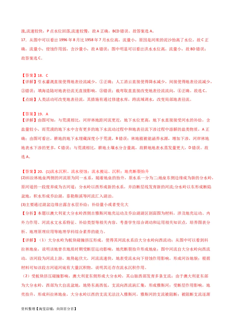 专题07自然界的水循环和水资源的合理利用-口袋书2024年高考地理一轮复习知识清单_新高考复习资料_2024年新高考复习资料_一轮复习资料