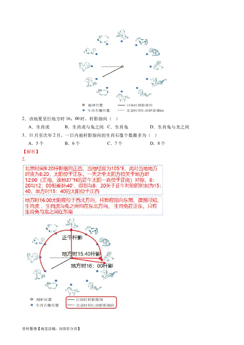 专题02微专题太阳视运动与日影&地球运动与生产生活（讲义）（解析版）_新高考复习资料_2024年新高考复习资料_二轮复习资料_2024年高考地理二轮复习讲练测（新教材新高考）_配套讲义