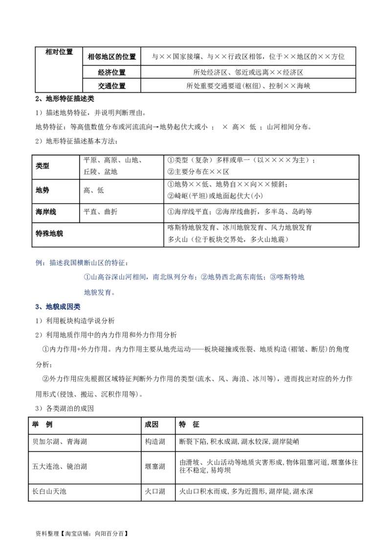 专题09地表形态的塑造-口袋书2024年高考地理一轮复习知识清单_新高考复习资料_2024年新高考复习资料_一轮复习资料_完口袋书2024年高考地理一轮复习知识清单