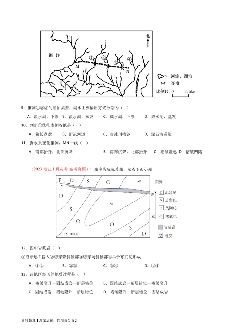 专题09地表形态的塑造-口袋书2024年高考地理一轮复习知识清单_新高考复习资料_2024年新高考复习资料_一轮复习资料_完口袋书2024年高考地理一轮复习知识清单