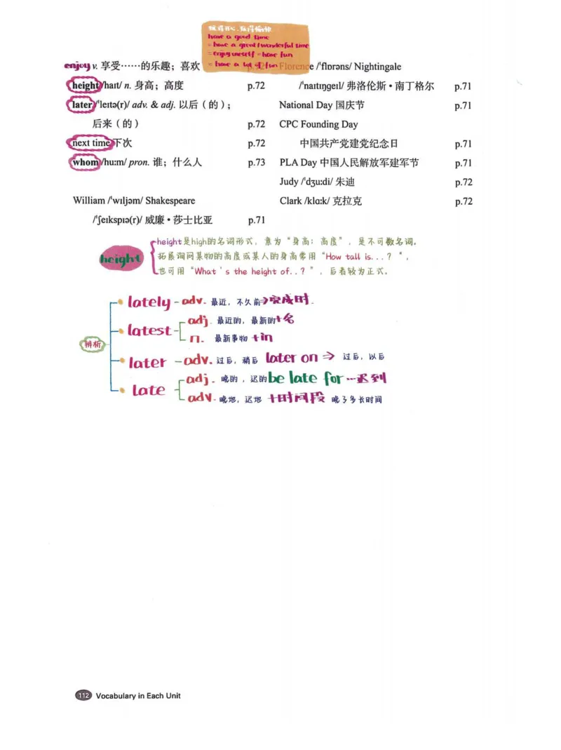 七上英语（2024秋）教材课堂笔记_人教版初中英语课ben电子版赠品_初中英语7年级上册