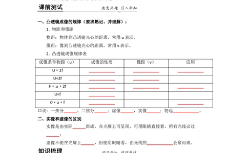 4.3凸透镜成像的规律(原卷版)_8上-初中物理苏科版(4)_赠送：旧版资料（和新版好多一样，仍具有很大参考价值）_03讲义_4.3凸透镜成像的规律