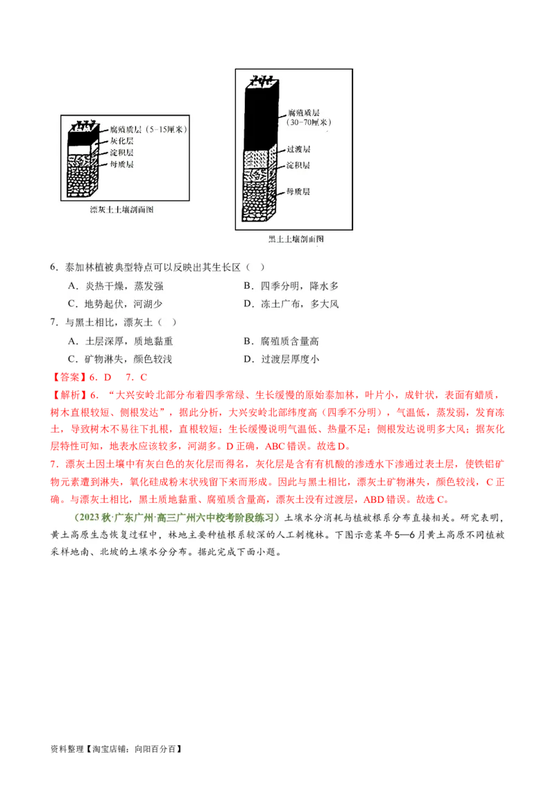 4.2土壤（练习）（解析版）_新高考复习资料_2024年新高考复习资料_一轮复习资料_完备战2024年高考地理一轮复习考点帮（新高考专用）_第二部分自然地理_练习（原卷版+解析版）