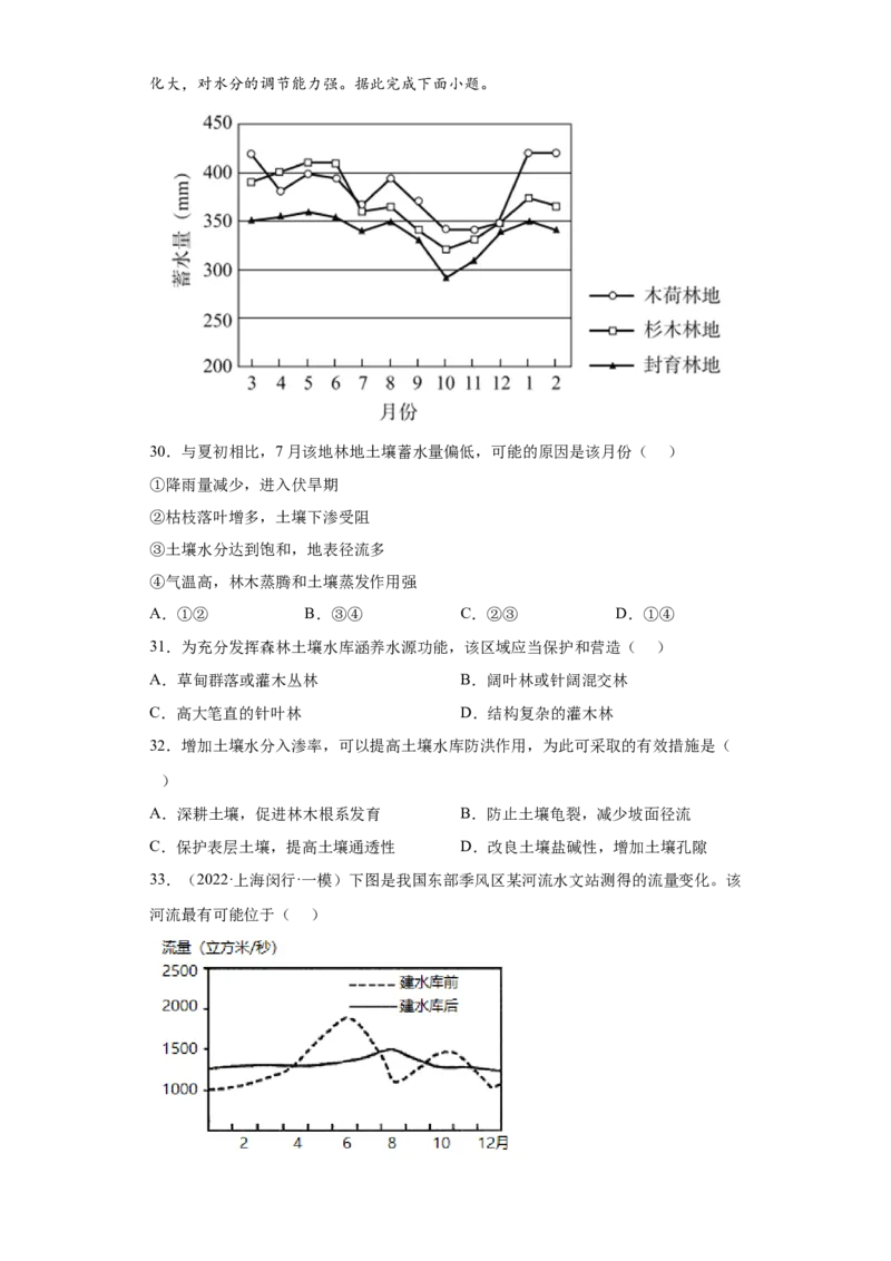 专题15水的运动(答案版)_新高考复习资料_2022年新高考复习资料_2022年高考地理全二轮复习高频考点热点专项突破训练_专题15水的运动综合训练（原卷版+解析版）