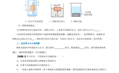 专题10浮力（知识梳理+典例+练习）-2024物理中考一轮复习精品资料（学生版）_8、物理总复习_2024年中考复习资料_一轮复习_更新2024年中考物理一轮复习精品资料_配套练习
