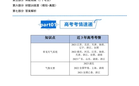专题06常见天气系统和气象灾害-口袋书2024年高考地理一轮复习知识清单_新高考复习资料_2024年新高考复习资料_一轮复习资料_完口袋书2024年高考地理一轮复习知识清单