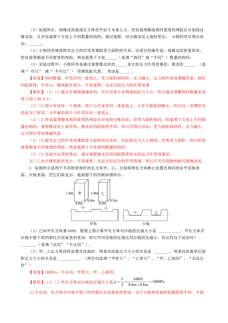 专题10压强（8题型）（练习）（解析版）_8、物理总复习_2024年中考复习资料_一轮复习_课件+讲义+练习2024年中考物理一轮复习讲练测（全国通用）_配套练习（原卷版+解析版）