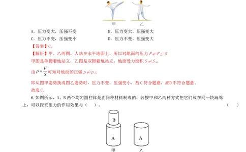 专题10压强（8题型）（练习）（解析版）_8、物理总复习_2024年中考复习资料_一轮复习_课件+讲义+练习2024年中考物理一轮复习讲练测（全国通用）_配套练习（原卷版+解析版）