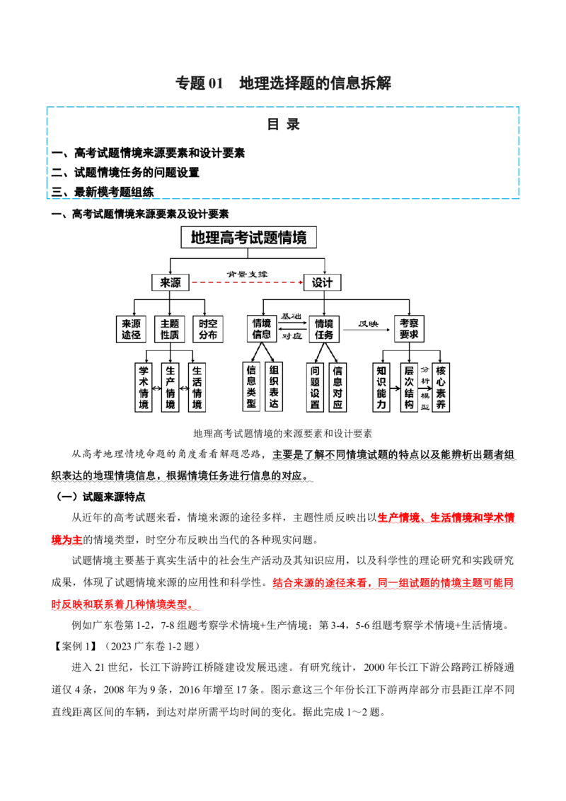 专题01选择题的信息拆解（原卷版）_新高考复习资料_2024年新高考复习资料_二轮复习资料_2024年高考地理二轮热点题型归纳与变式演练（新高考通用）
