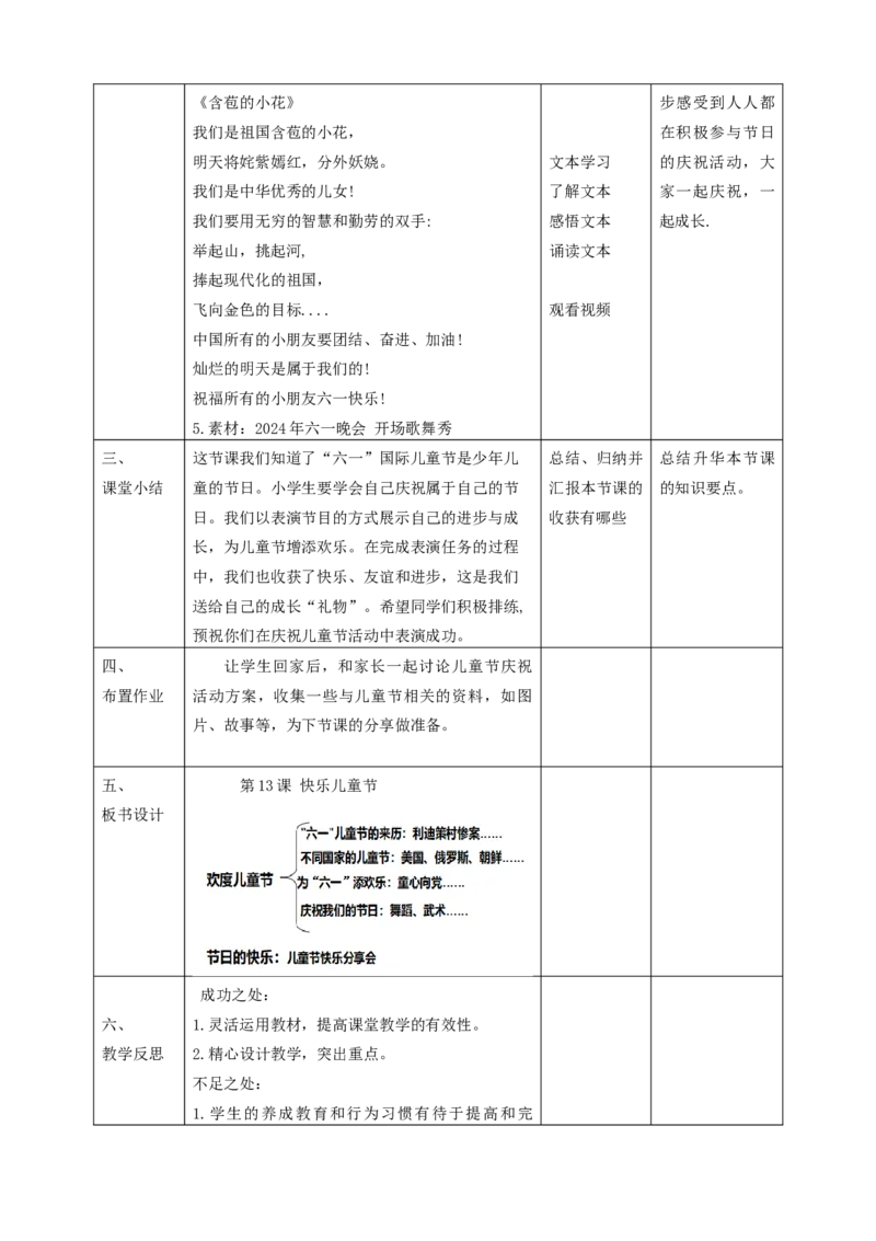 13快乐儿童节第一课时（教学设计）_26新一年级道法下册（统编版）_核心素养教案