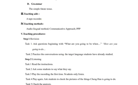 八年级英语上册教案：Unit6I&rsquo;mgoingtostudycomputerscience.（第2课时）_最新人教版英语八年级上册_老版（含有参考价值）_01教案人教版初中英语八上（多版本）易提分旗舰店
