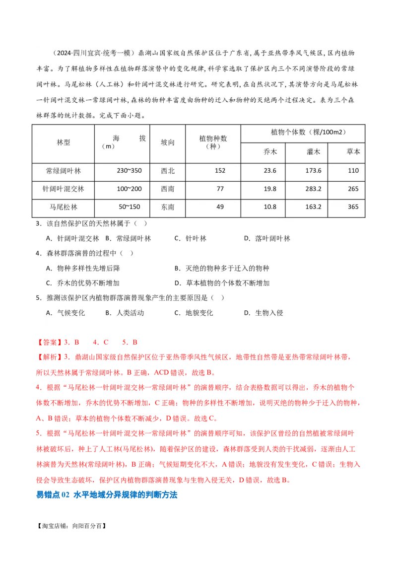 专题06整体性与差异性易错突破（4大易错）-备战2024年高考地理考试易错题（全国通用）（解析版）_新高考复习资料_2024年新高考复习资料_专项复习资料_教师版（含答案解析）