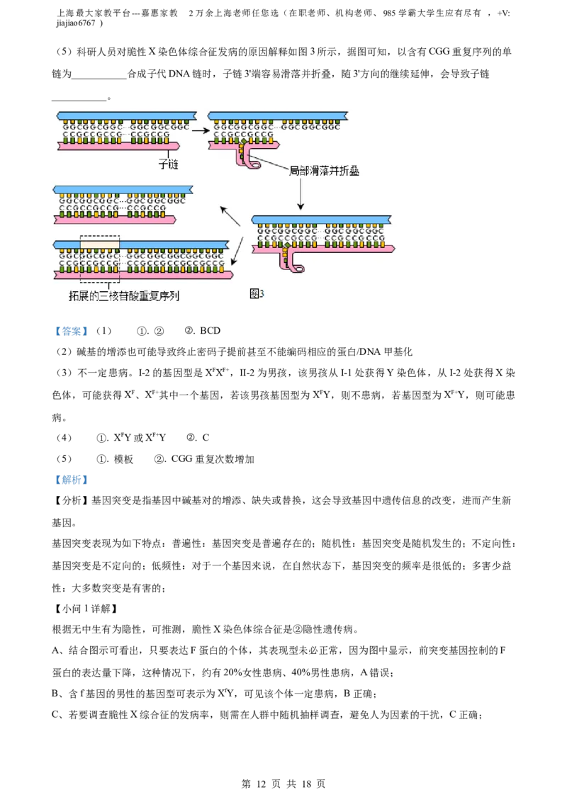精品解析：2023届上海市徐汇区高三二模生物试题（解析版）_0122026上海中考一模二模真题试卷_2026年上海一模_上海1500初中高中试卷_高中_高三_模拟卷_生物