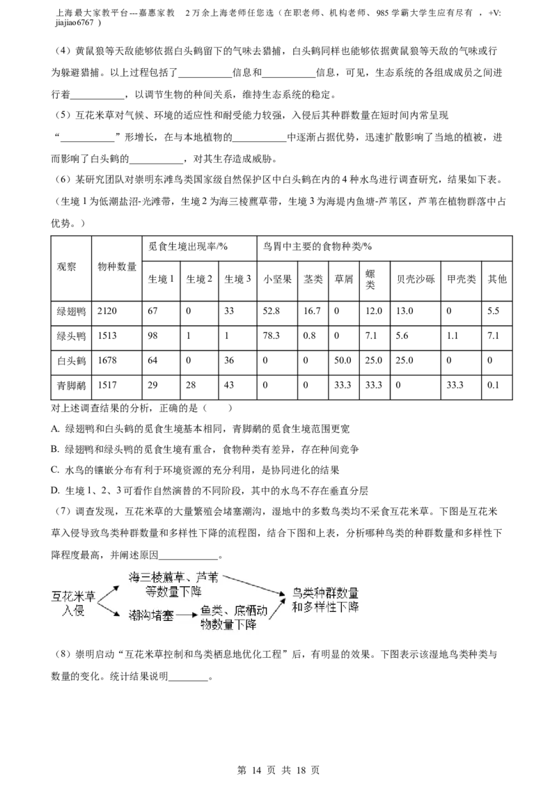 精品解析：2023届上海市徐汇区高三二模生物试题（解析版）_0122026上海中考一模二模真题试卷_2026年上海一模_上海1500初中高中试卷_高中_高三_模拟卷_生物