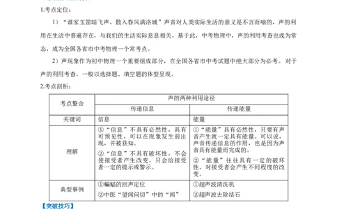 专题02声的两种利用途径的辨析技巧(解析版）_8、物理总复习_8.中考物理总复习_2023年中考复习资料_专项复习_2023年中考物理重难点瓶颈突破（难点剖析+真题汇编+原创预测）（全国通用）