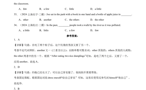 专题03代词（16区二模新题速递）（解析版）-好题汇编2024年中考英语二模试题分类汇编（上海专用）_0122026上海中考一模二模真题试卷_2025-2012年_3.上海中考英语一模二模（12-24）