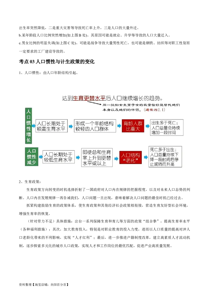 专题11人口-口袋书2024年高考地理一轮复习知识清单_新高考复习资料_2024年新高考复习资料_一轮复习资料_完口袋书2024年高考地理一轮复习知识清单