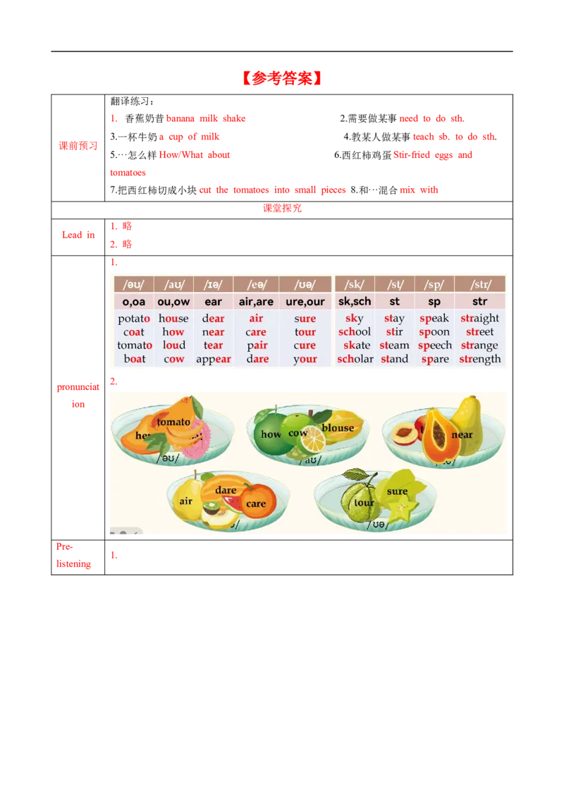 Unit5课时2SectionA（Pronunciation-2d）（导学案）_最新人教版英语八年级上册_新版_初中英语8上新更新第一套可选择_01.U4-U5.英语8上-教案+PPT课件+导学案+分层作业第1套_Unit5