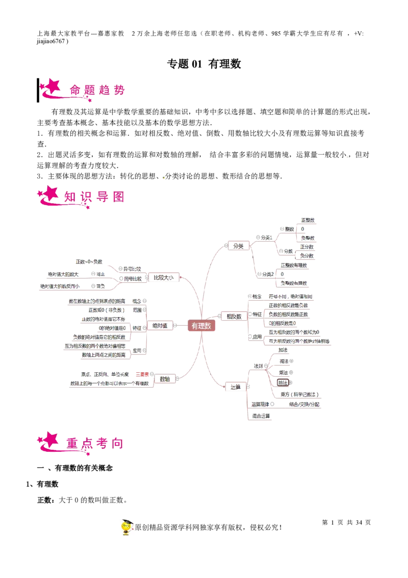 专题01有理数-备战2023年中考数学一轮复习考点帮（上海专用）（解析版）_0122026上海中考一模二模真题试卷_2026年上海一模_上海1500初中高中试卷_初中_九年级_下学期_4：模拟卷多