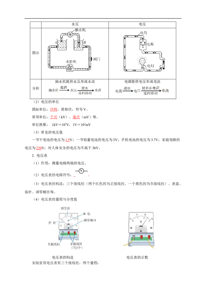专题15电流电压电阻（知识梳理+典例+练习）(教师版）_8、物理总复习_8.中考物理总复习_2024年中考复习资料_一轮复习资料_完2024年中考物理一轮复习课件+练习_配套练习