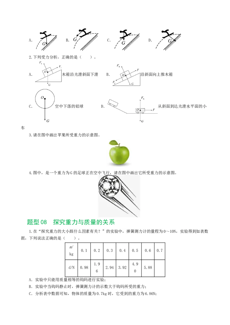 专题08力（8题型）（练习）（原卷版）_8、物理总复习_8.中考物理总复习_2024年中考复习资料_一轮复习资料_完2024年中考物理一轮复习课件+讲义+练习（全国通用）