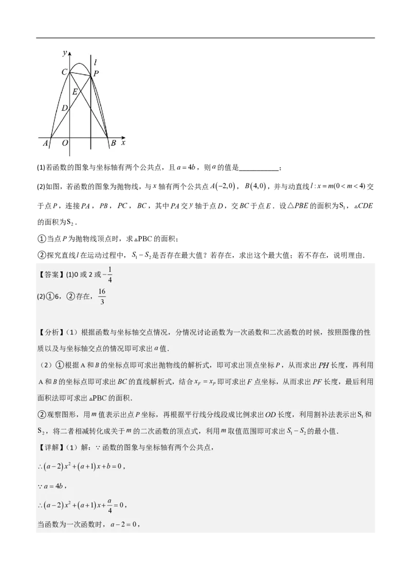 专题10二次函数中面积的最值问题（六大题型）解析版_0122026上海中考一模二模真题试卷_2026年上海一模_上海1500初中高中试卷_初中_中考数学压轴题（全国通用）