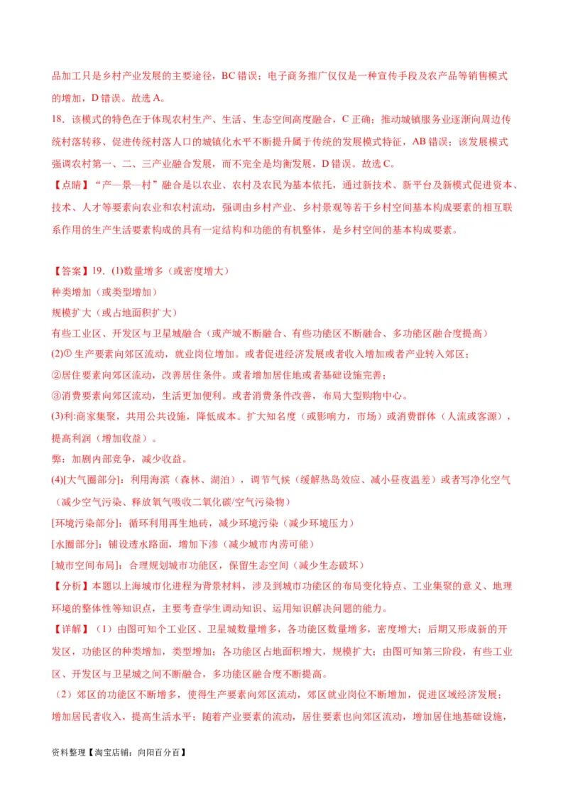 专题12城镇与乡村-口袋书2024年高考地理一轮复习知识清单_新高考复习资料_2024年新高考复习资料_一轮复习资料_完口袋书2024年高考地理一轮复习知识清单