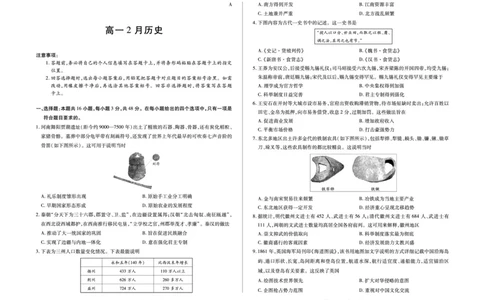 安徽省合肥六中等学校2025级高一上学期2月期末考试历史_2026年02月高一试卷_260214安徽省合肥六中等学校2025级高一上学期2月期末考试（全科）