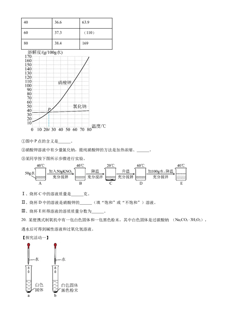 精品解析：2024年上海市金山区中考二模考试化学试题（原卷版）_0122026上海中考一模二模真题试卷_2025-2012年_5.上海中考化学一模二模（12-24）_二模