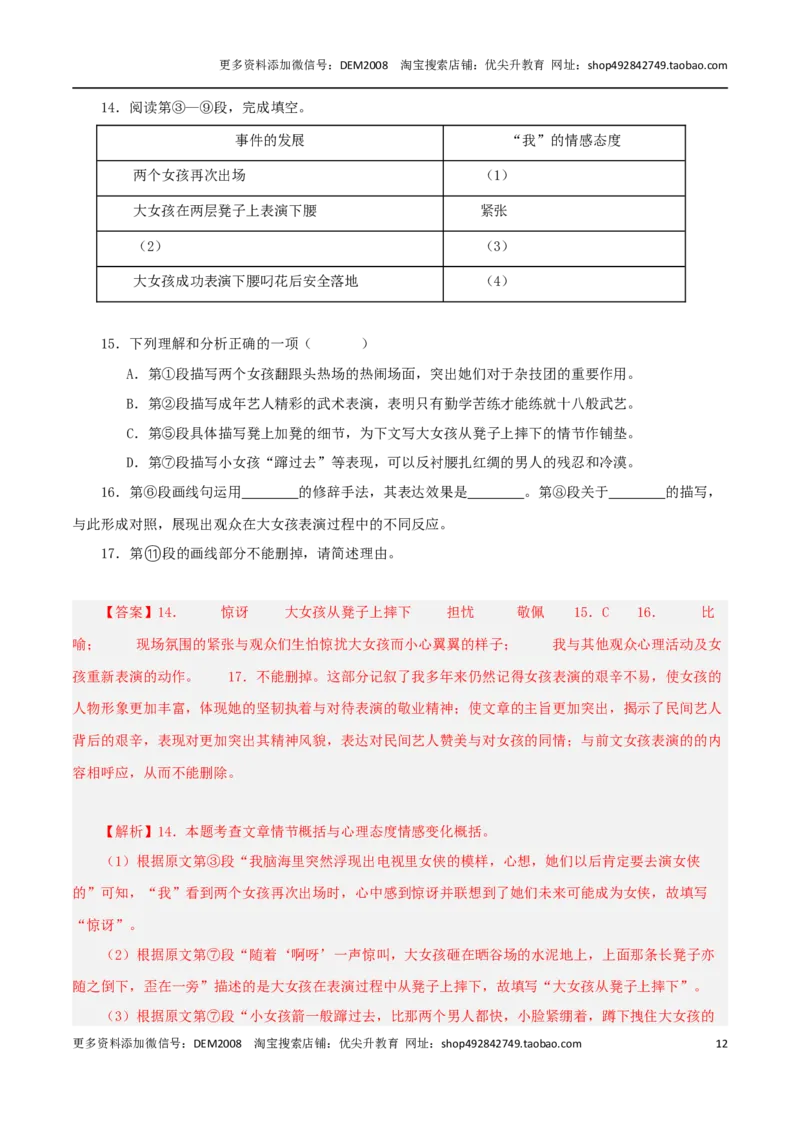 专题03文学作品阅读（两大文体）20篇92题-两年（2023-2024）中考二模试题汇编（上海专用）（解析版）_0122026上海中考一模二模真题试卷_2025-2012年_1.上海中考语文一模二模（14-24）_二模