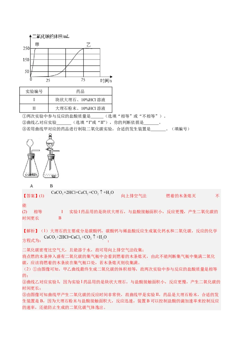 专题06简答题第1题、气体制取题（解析版）_0122026上海中考一模二模真题试卷_2025-2012年_5.上海中考化学一模二模（12-24）_一模_2023年上海市中考化学一模试卷（15区）