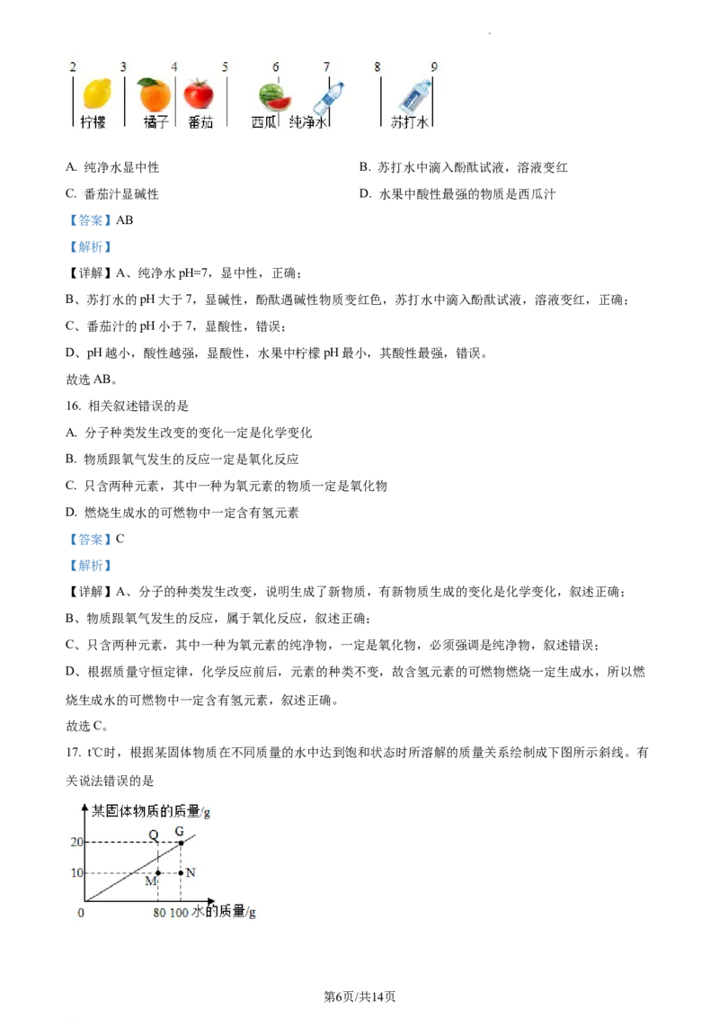 精品解析：2023年上海市崇明区中考一模化学试题（解析版）_0122026上海中考一模二模真题试卷_2025-2012年_5.上海中考化学一模二模（12-24）_一模_2023年上海市中考化学一模试卷（15区）