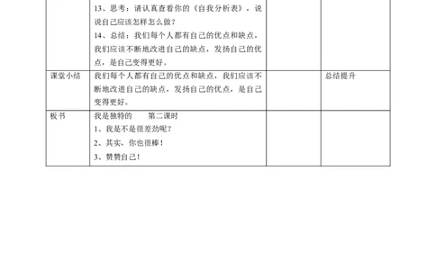 1我是独特的第二课时教案(1)_26新三年级道法下册（统编版）_版本二_教学设计_教案1（配套课件二）